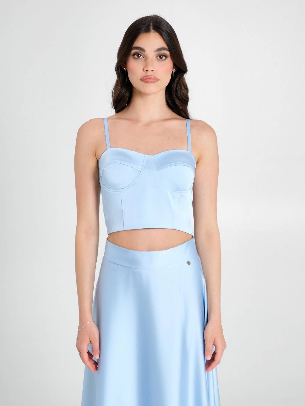 Rinascimento Top Bustier in Raso Strutturato Azzurro Acquista Ora