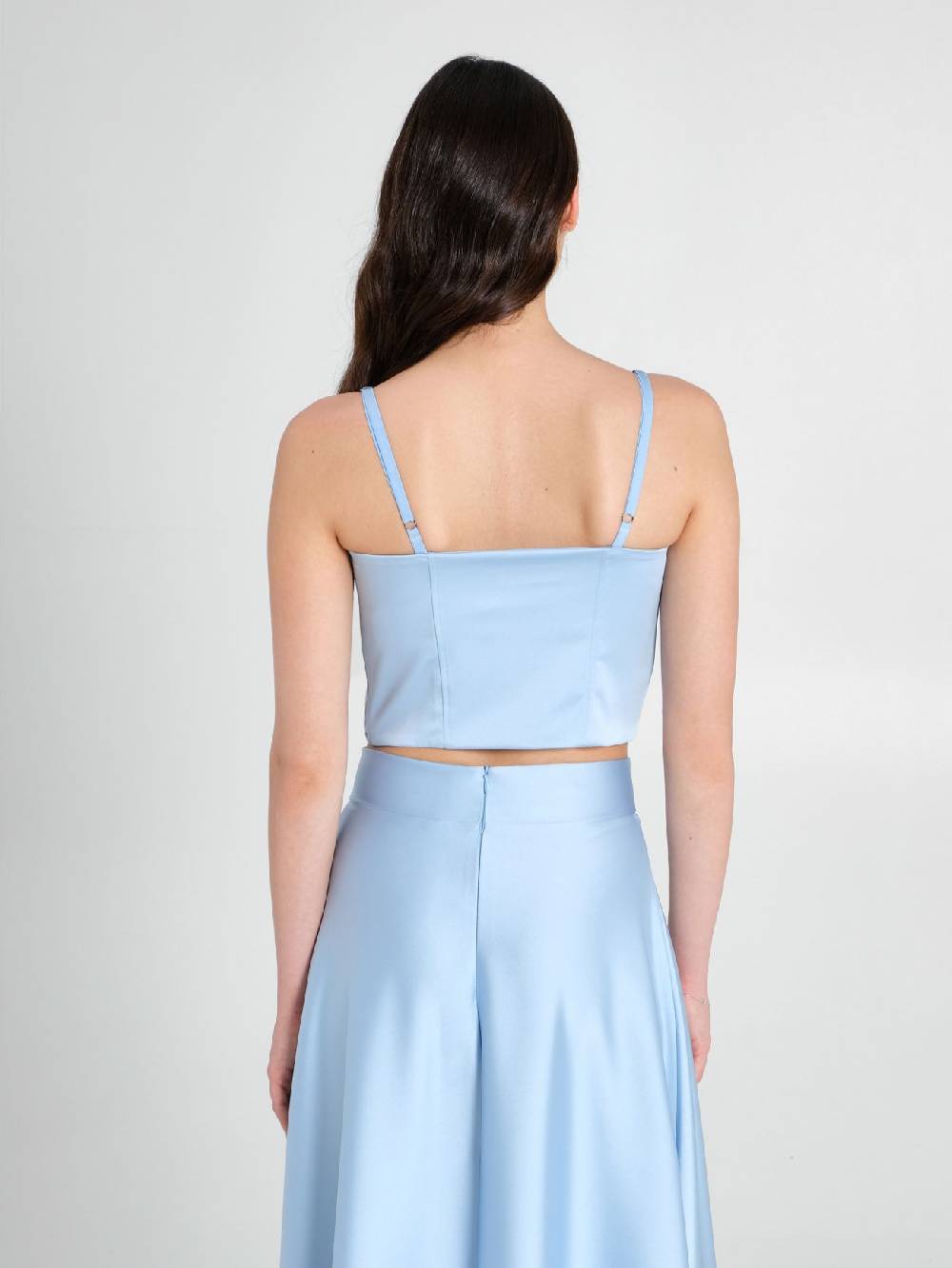 Rinascimento Top Bustier in Raso Strutturato Azzurro Acquista Ora