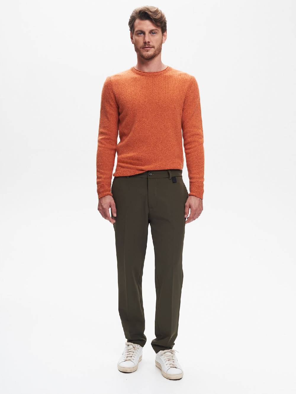 Rinascimento Pantaloni Regular-Fit Uomo Fluido Verde QB24 Vendita Calda