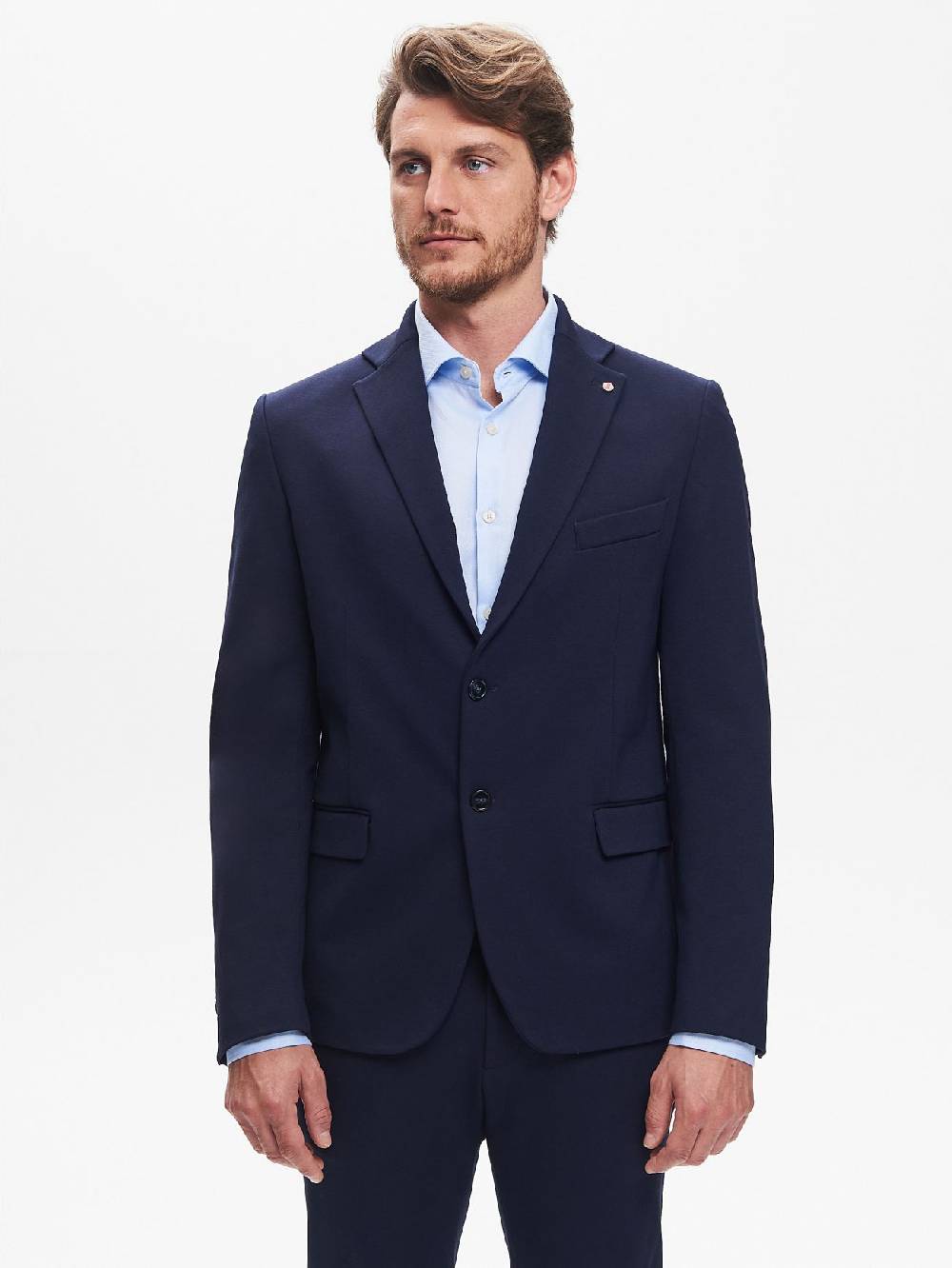 Rinascimento Giacca Due Bottoni Uomo Punto Milano Blu QB24 Negozio