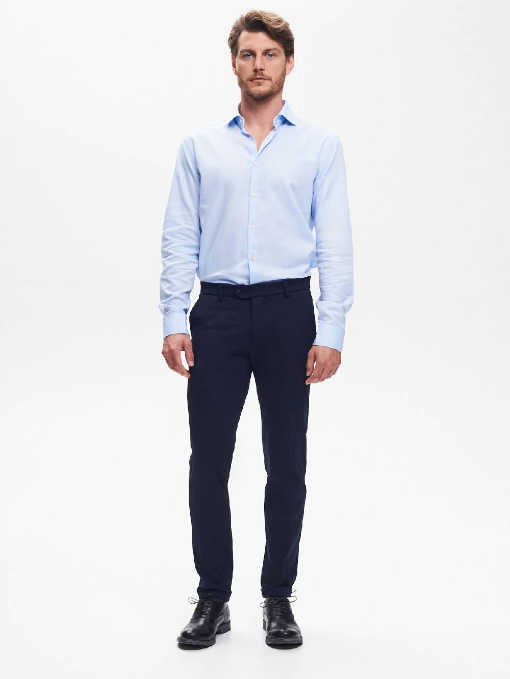 Rinascimento Pantaloni da abito Uomo Punto Milano Blu QB24 In Saldo
