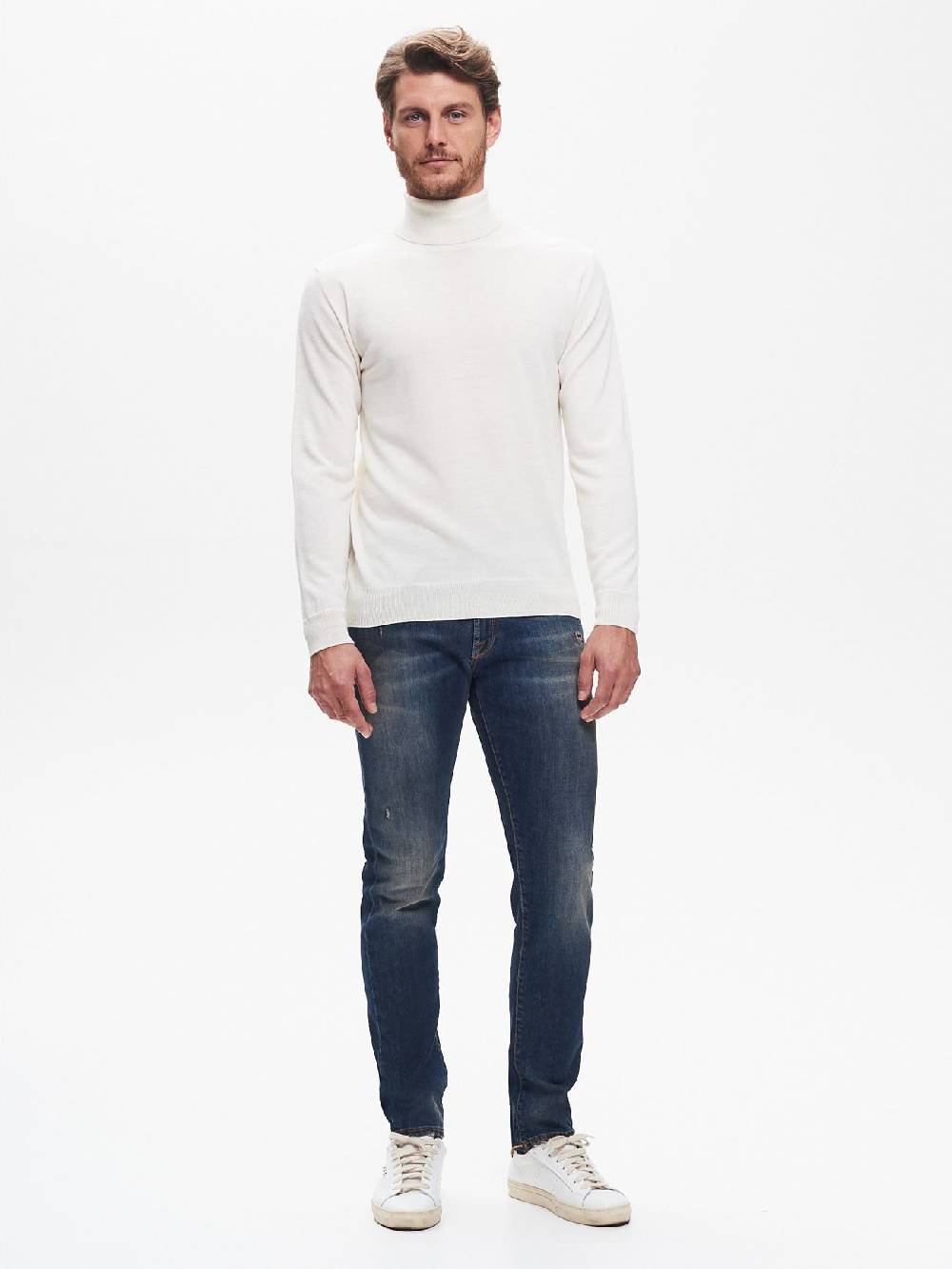 Rinascimento Maglia Dolcevita Uomo Basic Avorio QB24 Italy