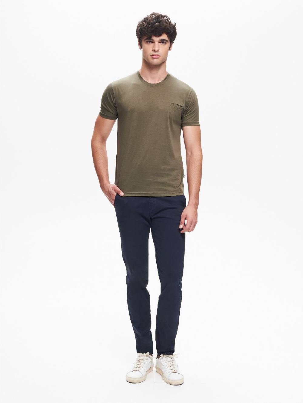 Rinascimento T-shirt Girocollo Uomo Taschino a Filetto QB24 Nuovo