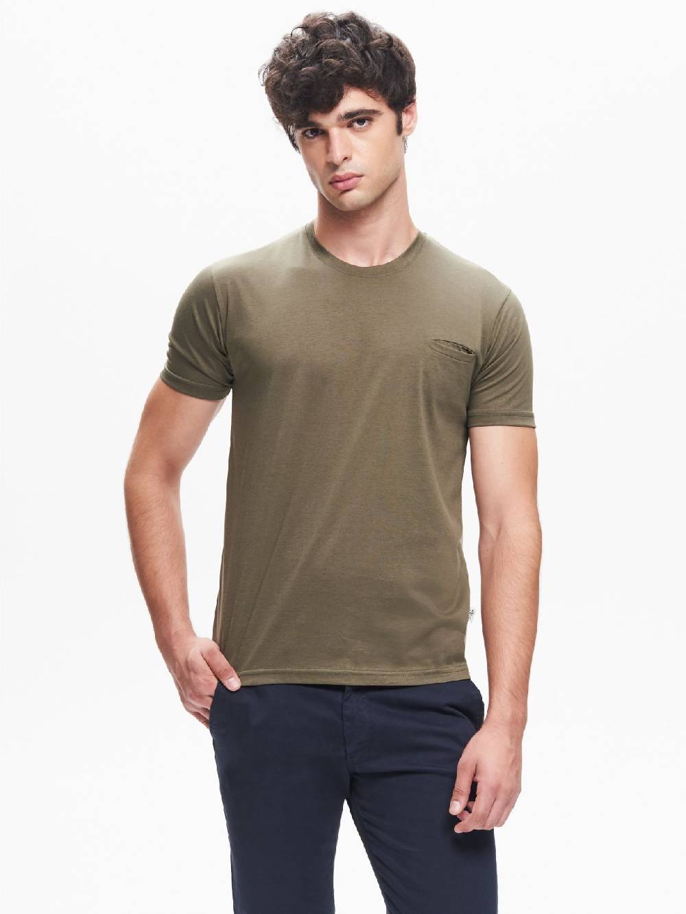Rinascimento T-shirt Girocollo Uomo Taschino a Filetto QB24 Nuovo