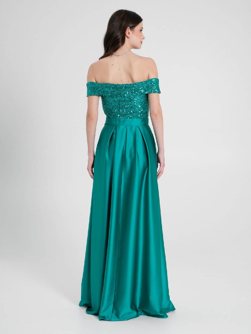 Rinascimento Abito Lungo Paillettes & Raso Donna Promozione Limitata