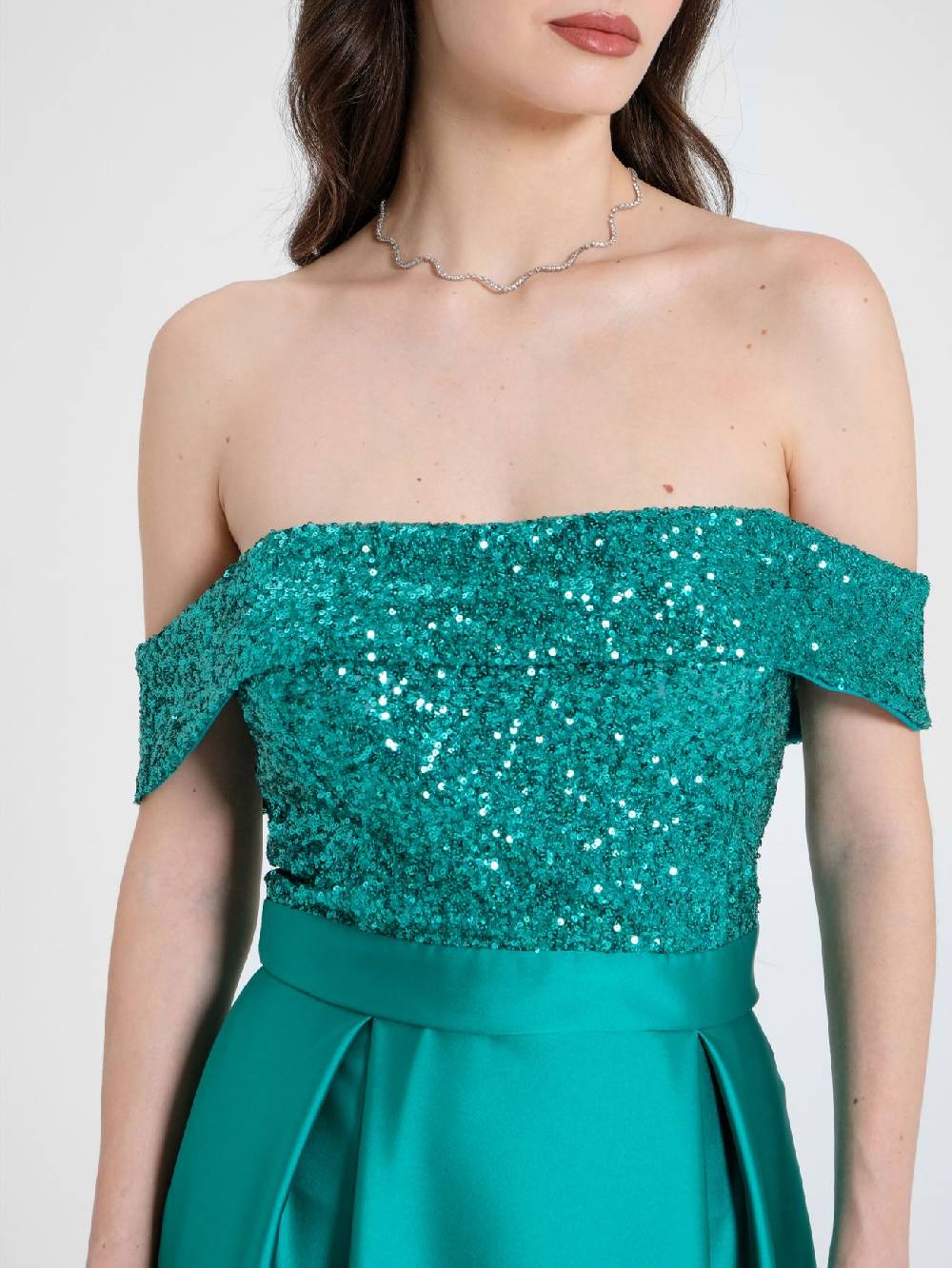 Rinascimento Abito Lungo Paillettes & Raso Donna Promozione Limitata