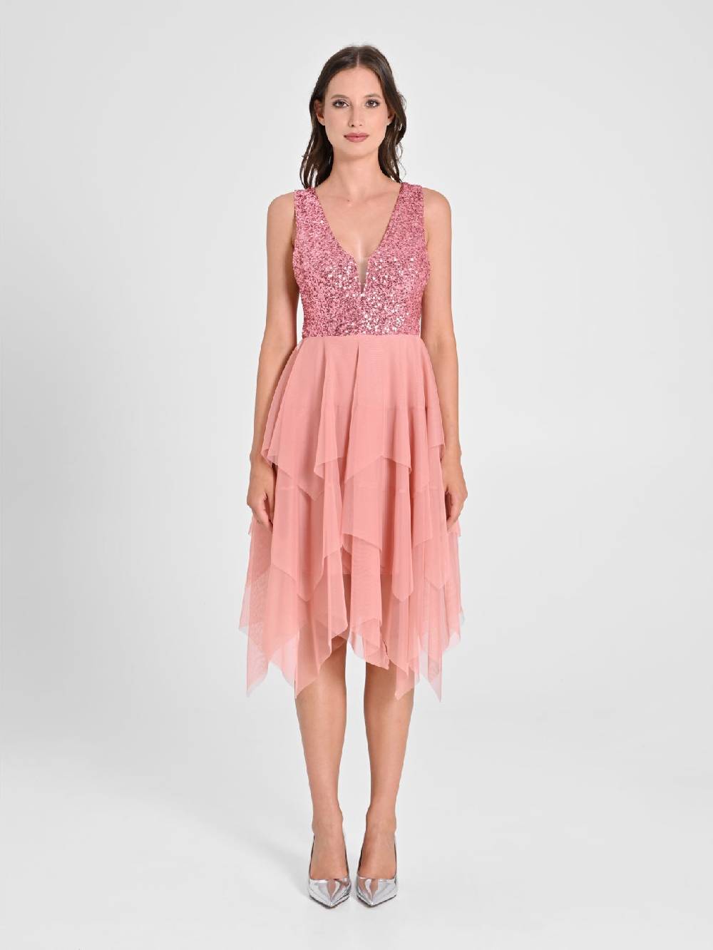Rinascimento Abito in Tulle e Paillettes Rosa Shopping Online