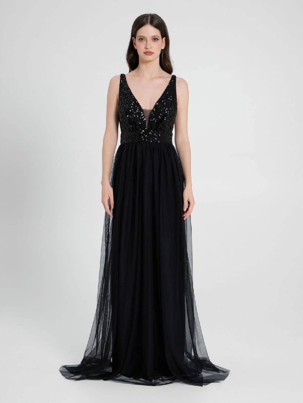 Rinascimento Abito Lungo Paillettes & Tulle Online Outlet