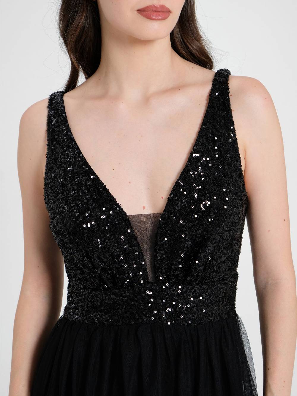 Rinascimento Abito Lungo Paillettes & Tulle Online Outlet