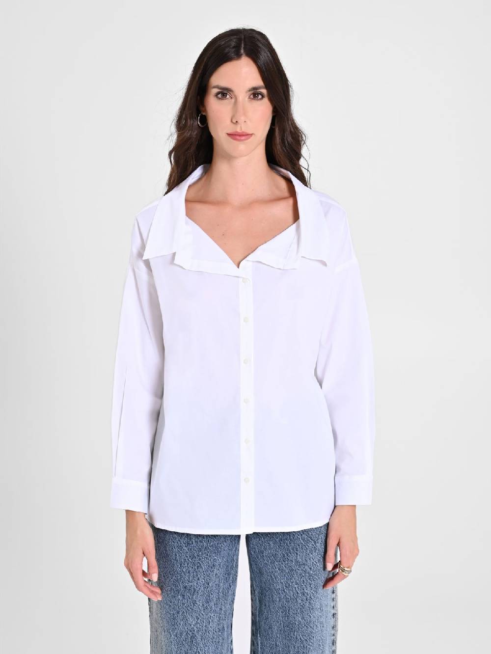Rinascimento Camicia in Cotone con Collo Aperto Saldi