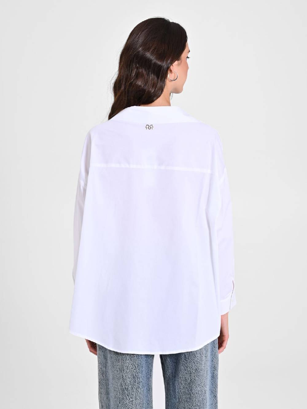Rinascimento Camicia in Cotone con Collo Aperto Saldi