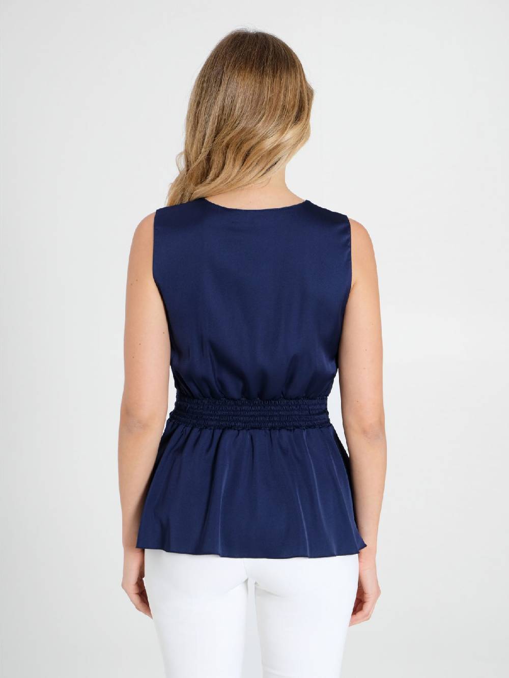 Rinascimento Top in Raso Blu Offerte