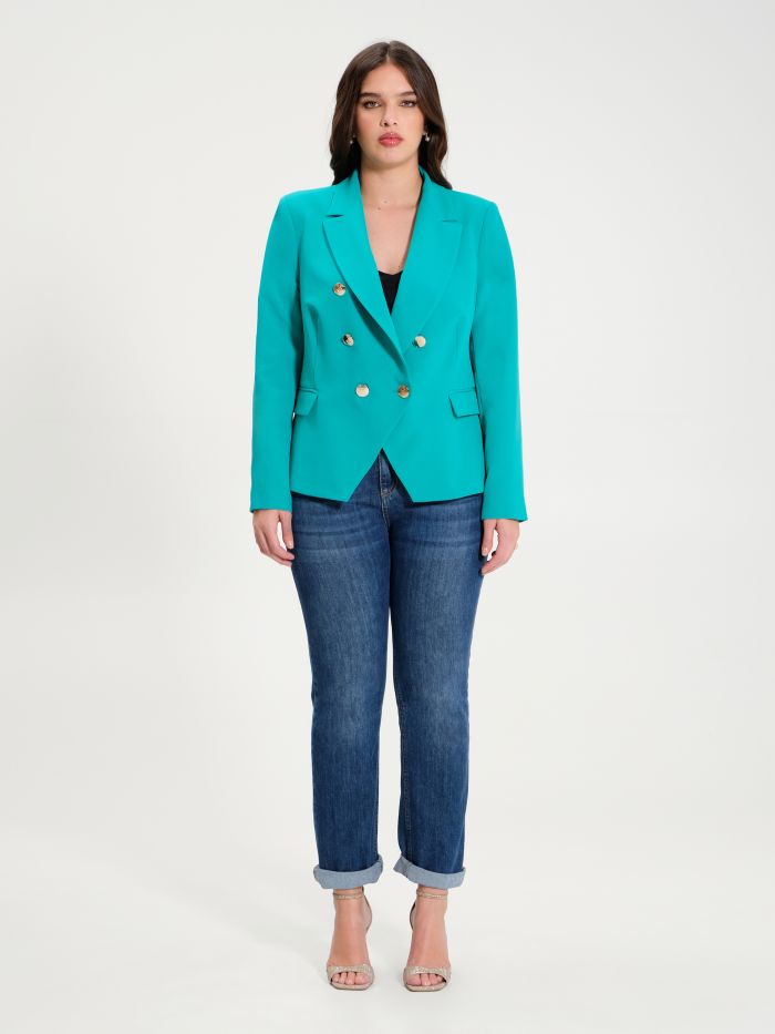 Rinascimento Giacca Curvy 6 Bottoni Verde Pavone In Saldo