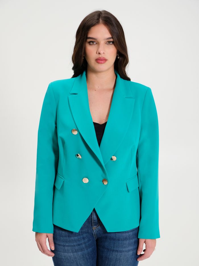 Rinascimento Giacca Curvy 6 Bottoni Verde Pavone In Saldo
