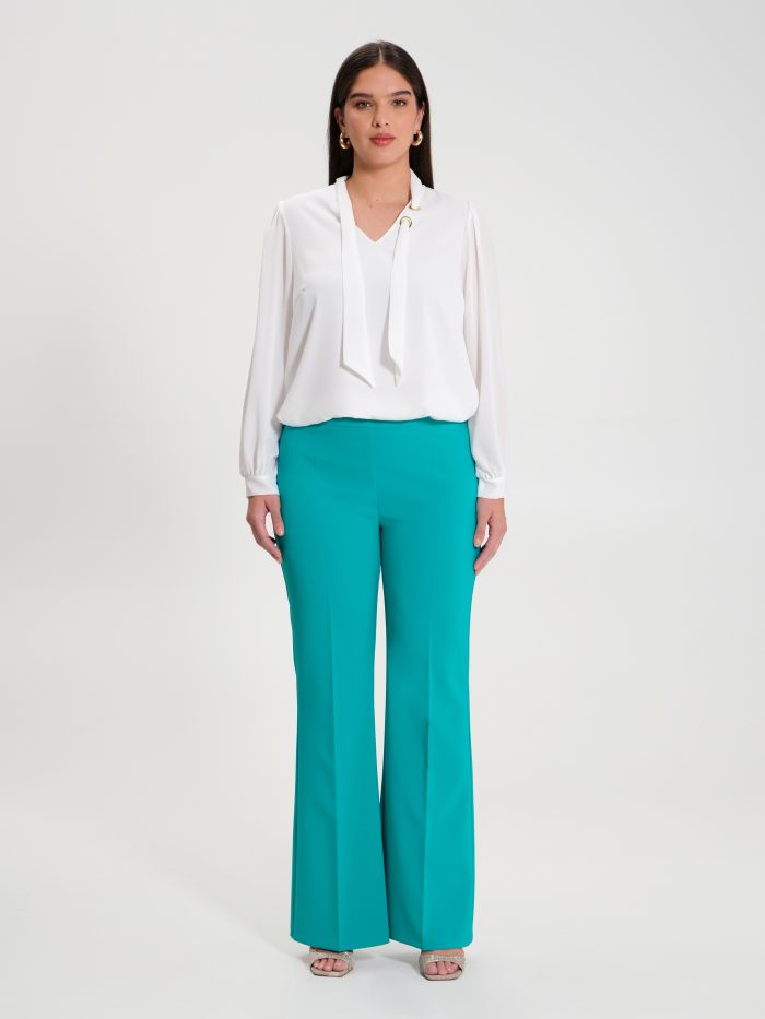 Rinascimento Pantaloni Curvy a Palazzo in Tessuto Tecnico Nuova