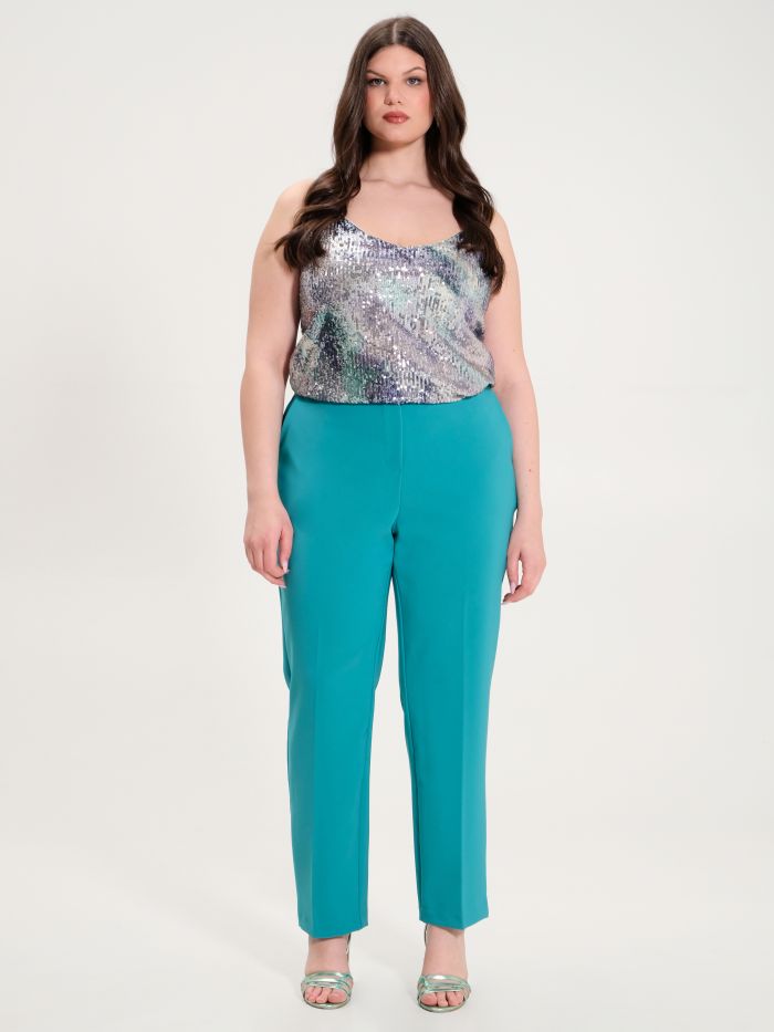 Rinascimento Pantaloni Curvy Verde Moda