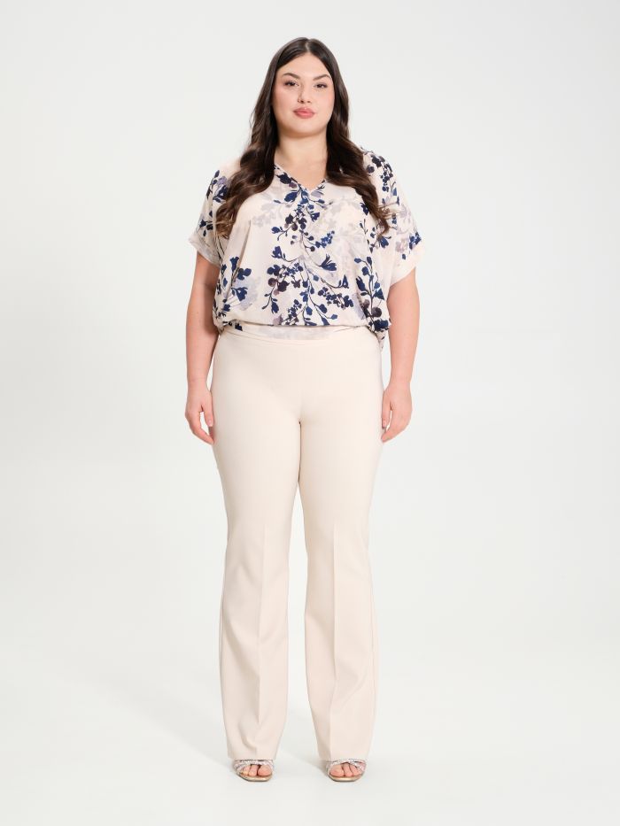 Rinascimento Pantaloni Curvy a Palazzo in Tessuto Tecnico Italia