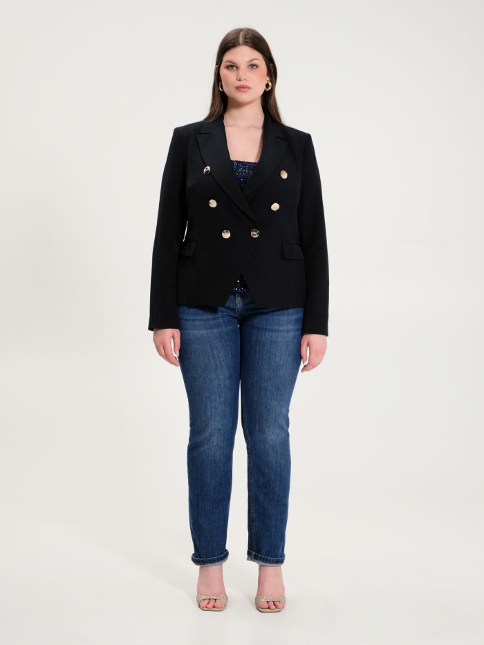 Rinascimento Giacca Curvy 6 Bottoni Nero In Linea