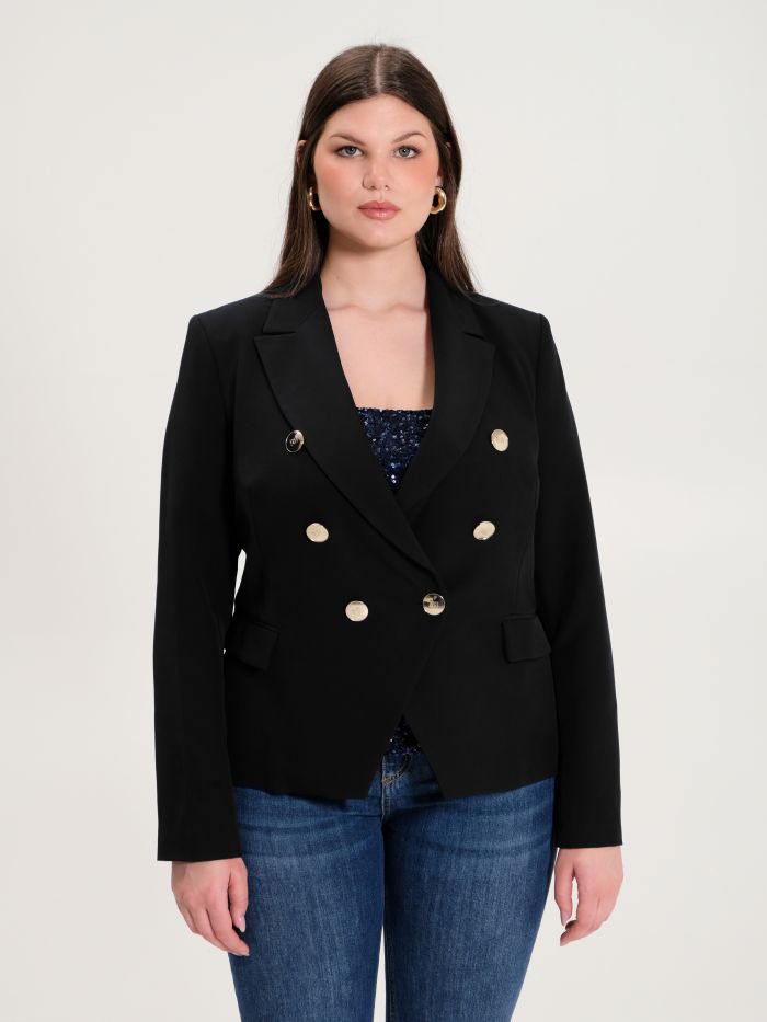 Rinascimento Giacca Curvy 6 Bottoni Nero In Linea