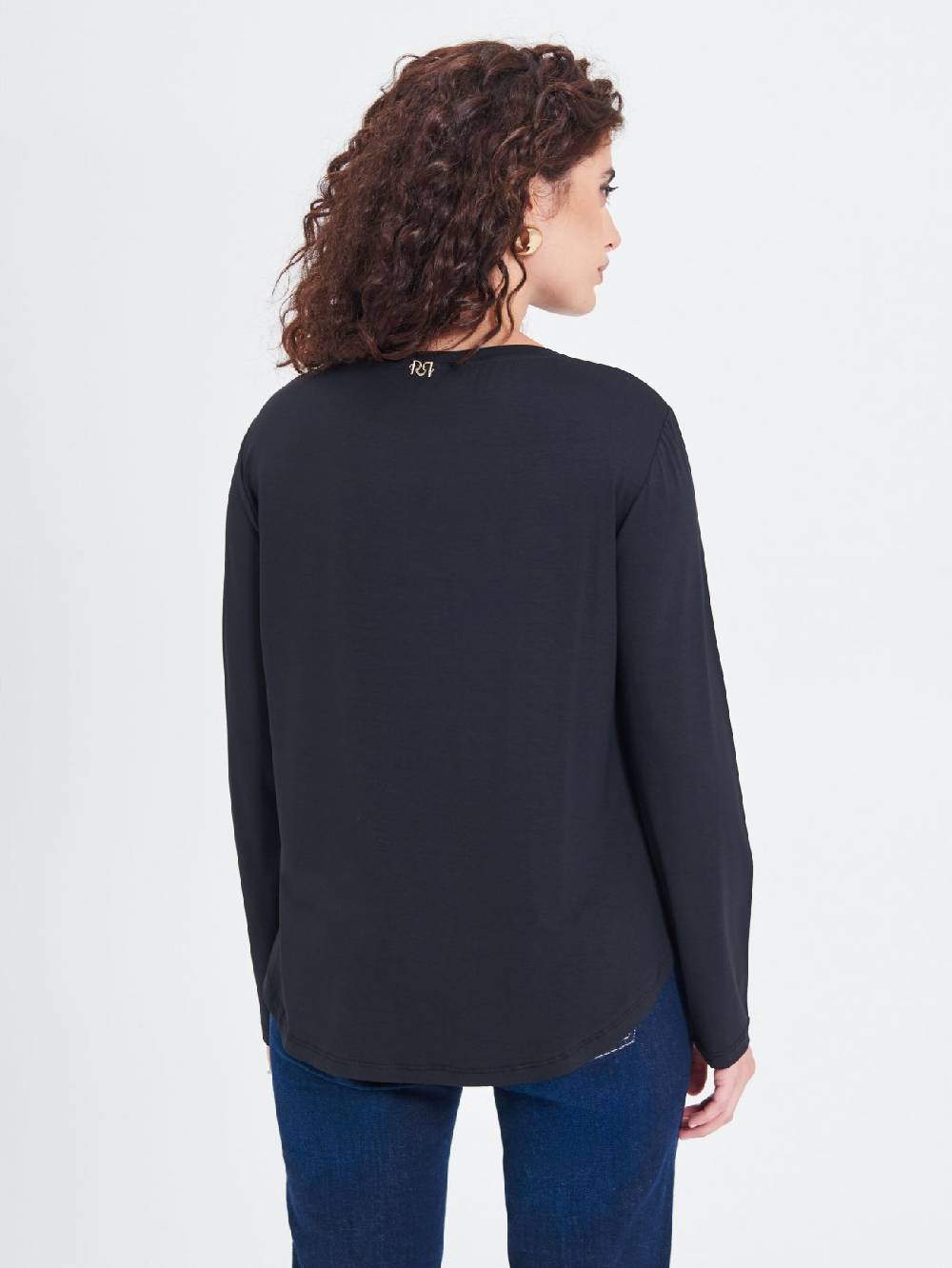 Rinascimento Blusa Curvy Envers Satin Nera Pezzi Unici