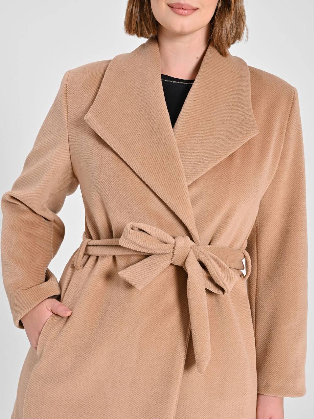 Rinascimento Cappotto Curvy Vestaglia Cammello In Linea