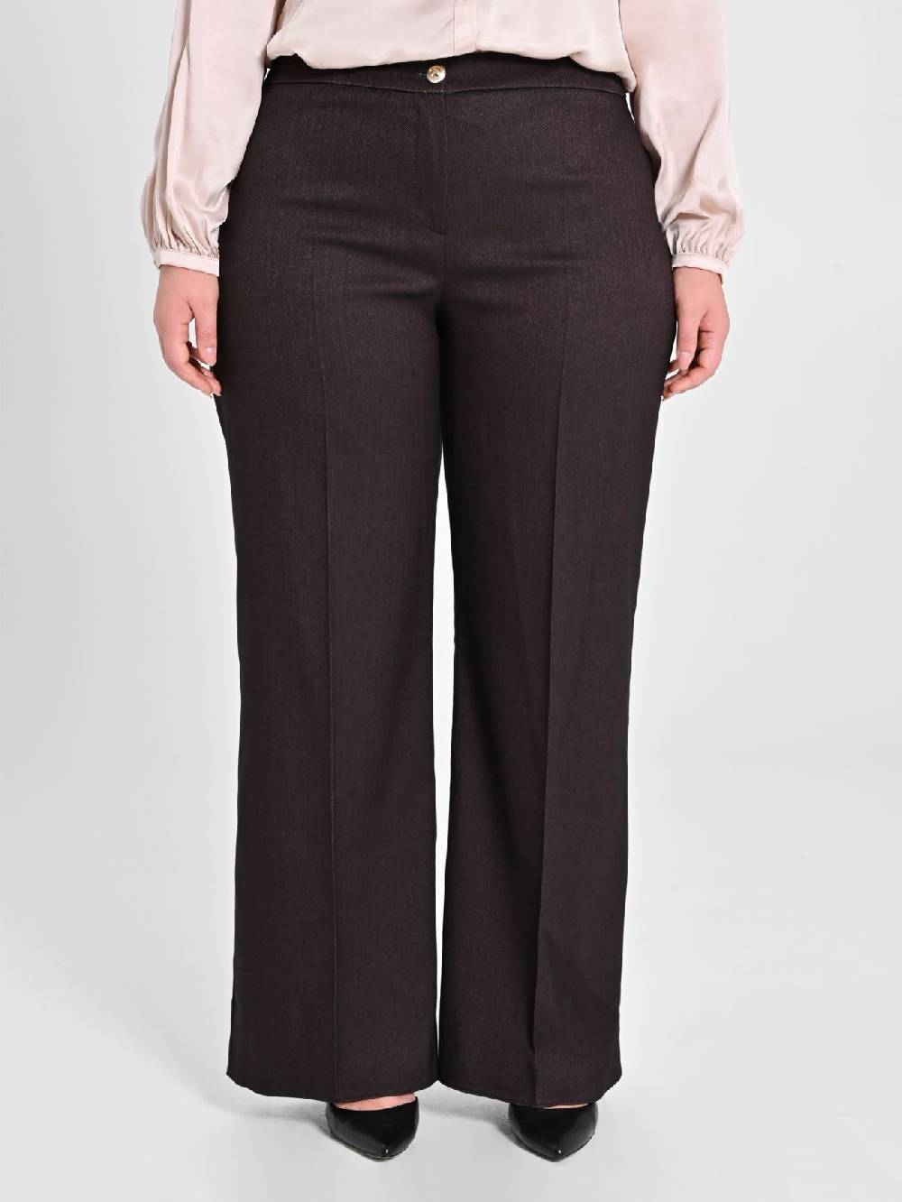 Rinascimento Pantaloni Curvy in Poliviscosa Marrone Vendita