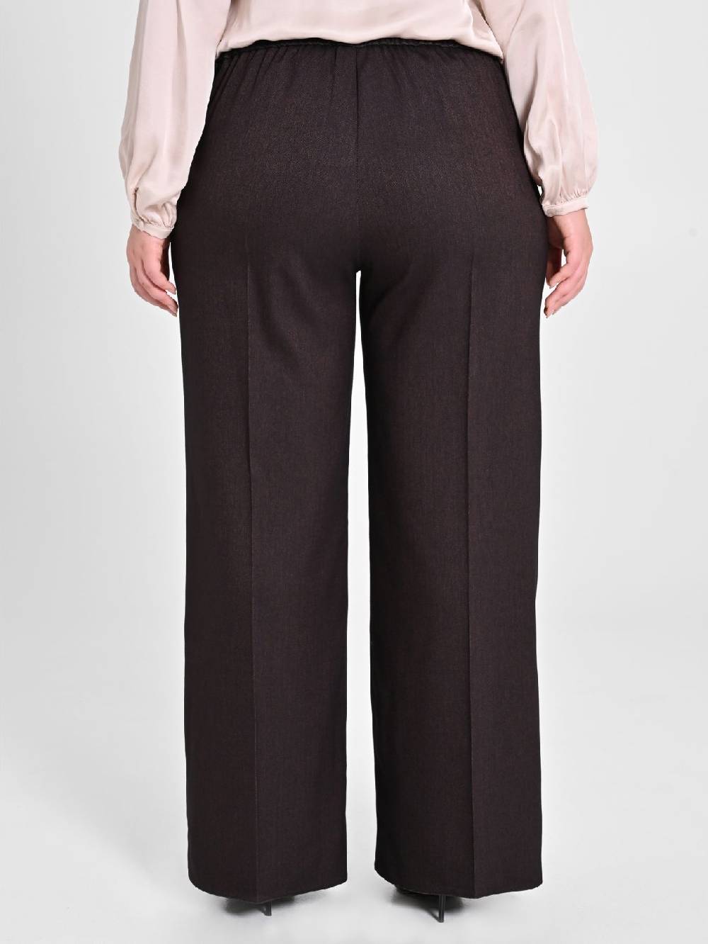 Rinascimento Pantaloni Curvy in Poliviscosa Marrone Vendita