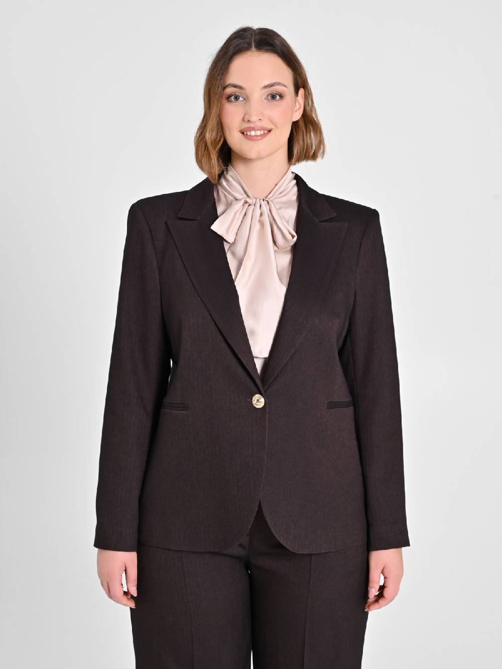 Rinascimento Giacca Curvy in Poliviscosa Marrone Pezzi Unici