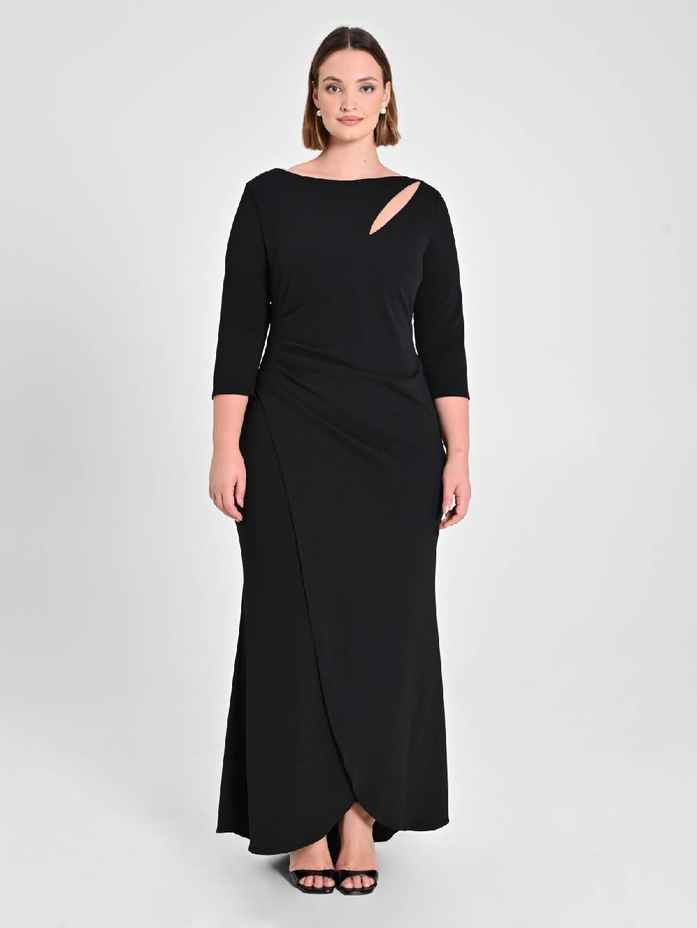 Rinascimento Abito Lungo Curvy Nero Soddisfazione Garantita