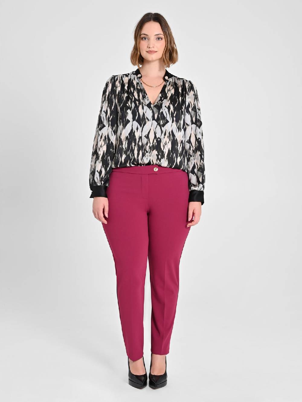 Rinascimento Pantaloni Curvy Skinny Bordeaux Fino Al -60%