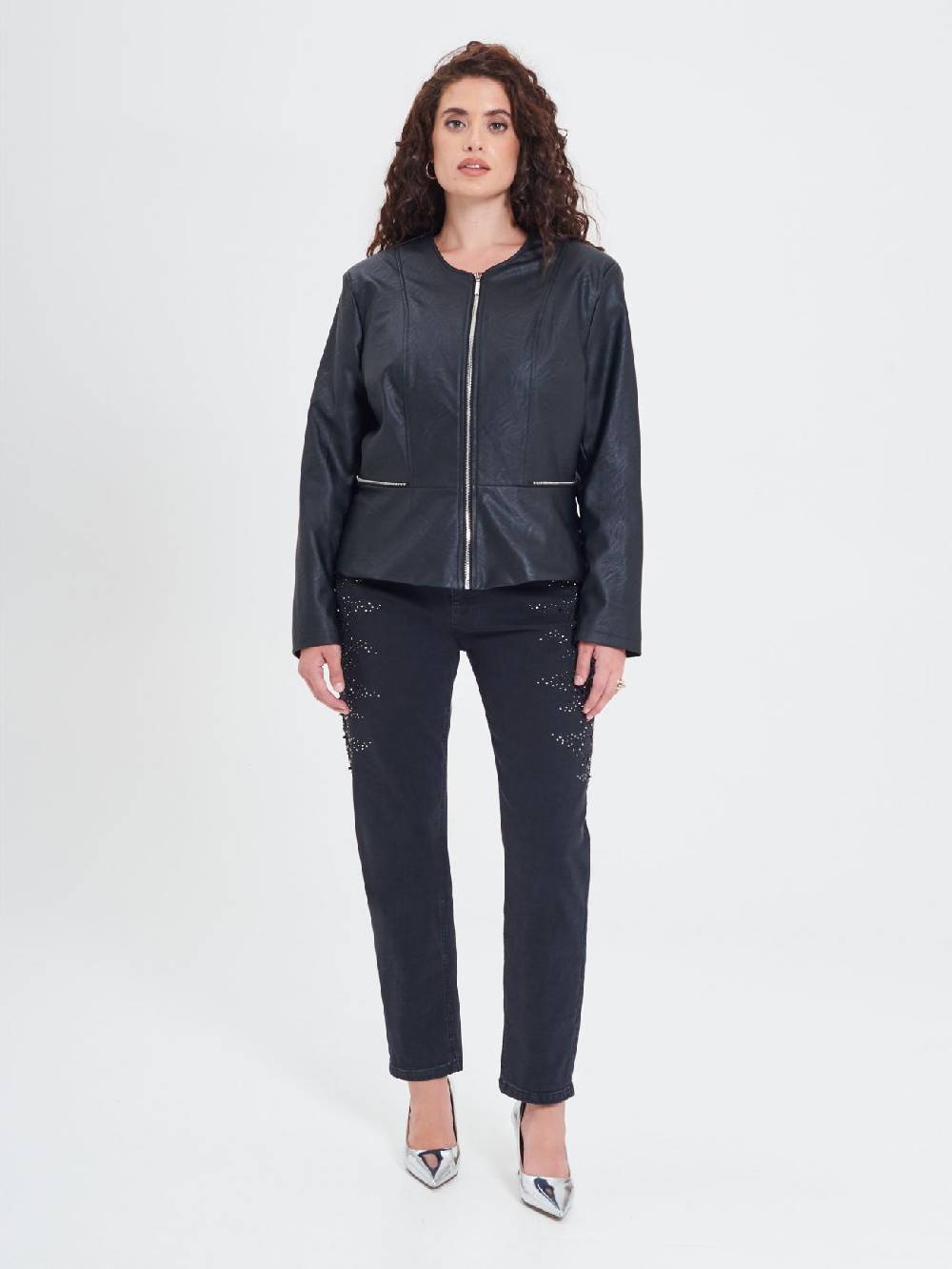 Rinascimento Giubbino Curvy in similpelle con Baschina Shopping Online