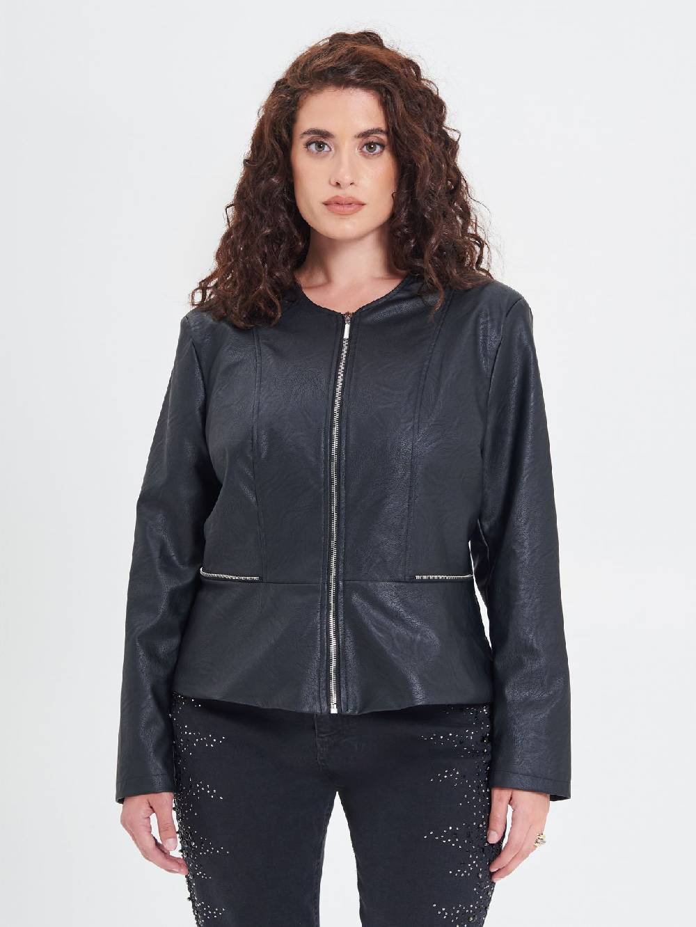 Rinascimento Giubbino Curvy in similpelle con Baschina Shopping Online
