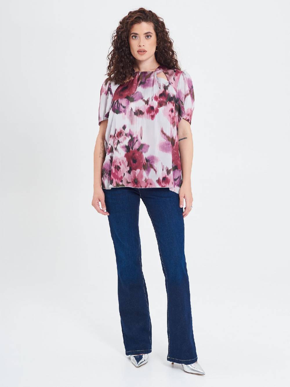 Rinascimento Blusa Curvy stampa Fiori Astratti Sottocosto