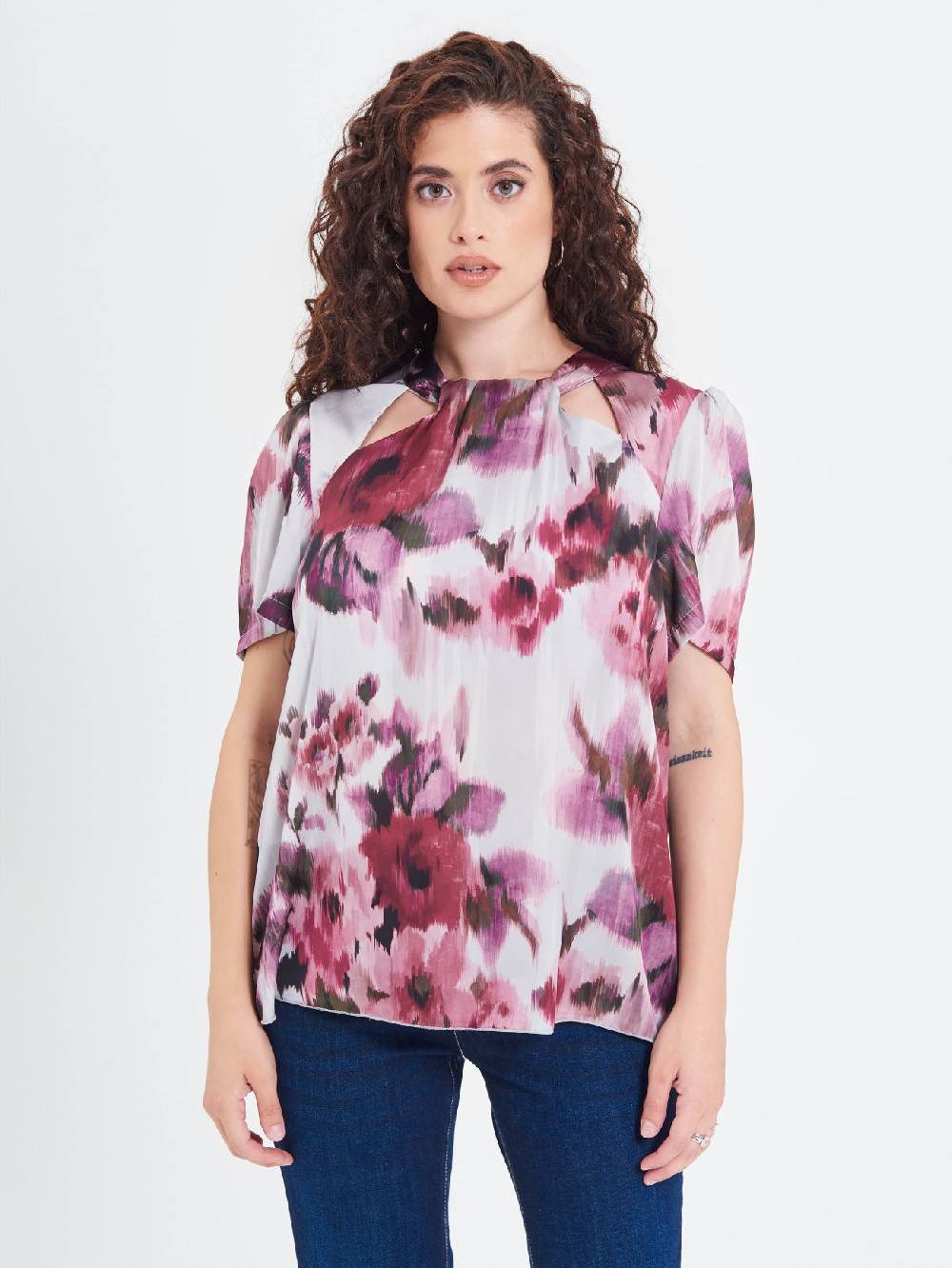 Rinascimento Blusa Curvy stampa Fiori Astratti Sottocosto