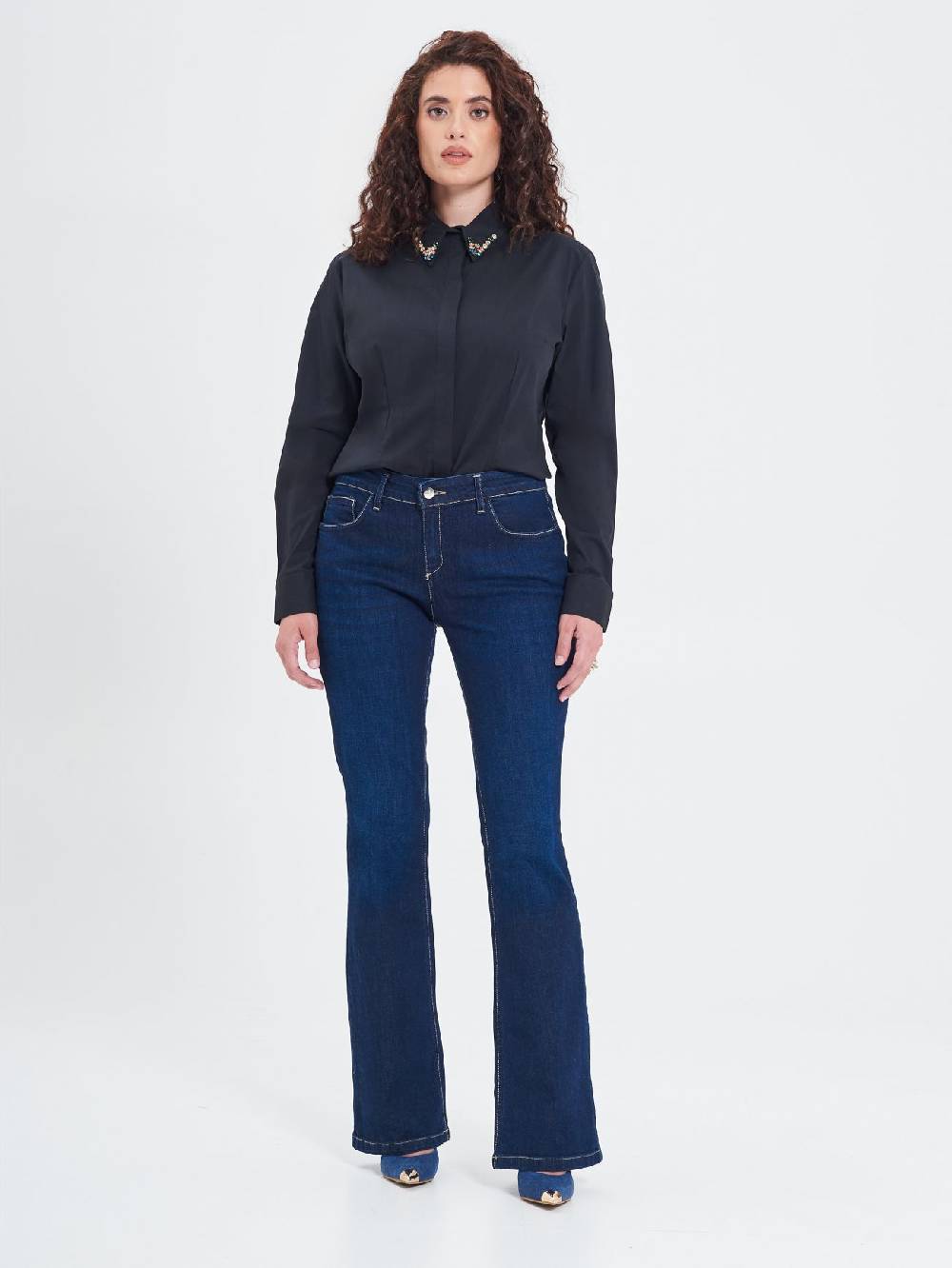Rinascimento Camicia Curvy con Collo Gioiello Outlet