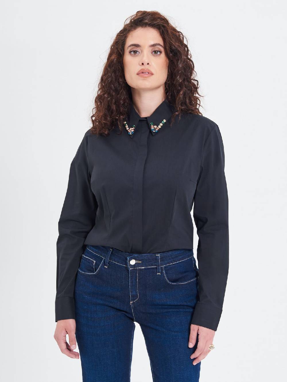 Rinascimento Camicia Curvy con Collo Gioiello Outlet