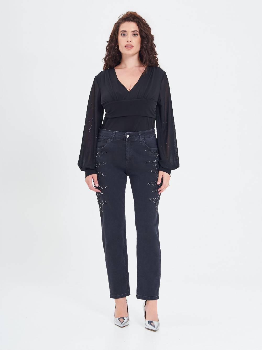 Rinascimento Jeans Curvy Borchie & Strass Saldi