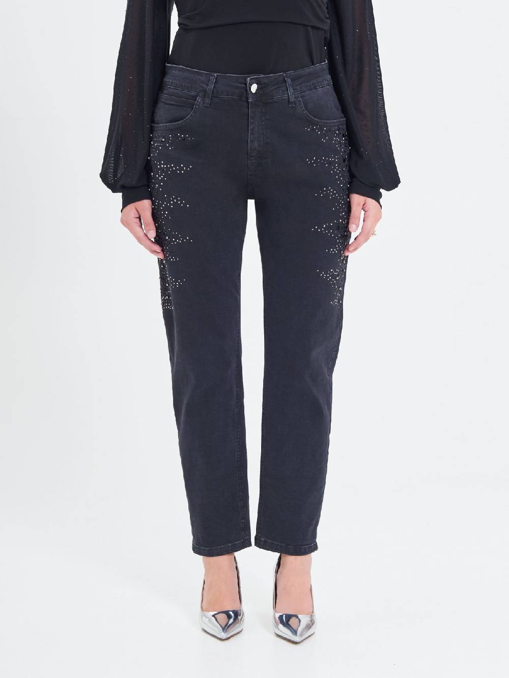 Rinascimento Jeans Curvy Borchie & Strass Saldi