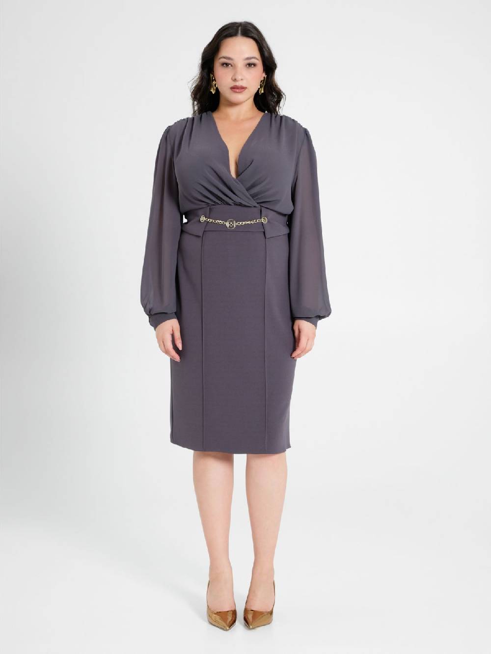 Rinascimento Tubino Curvy Chain Grigio Fornitura limitata