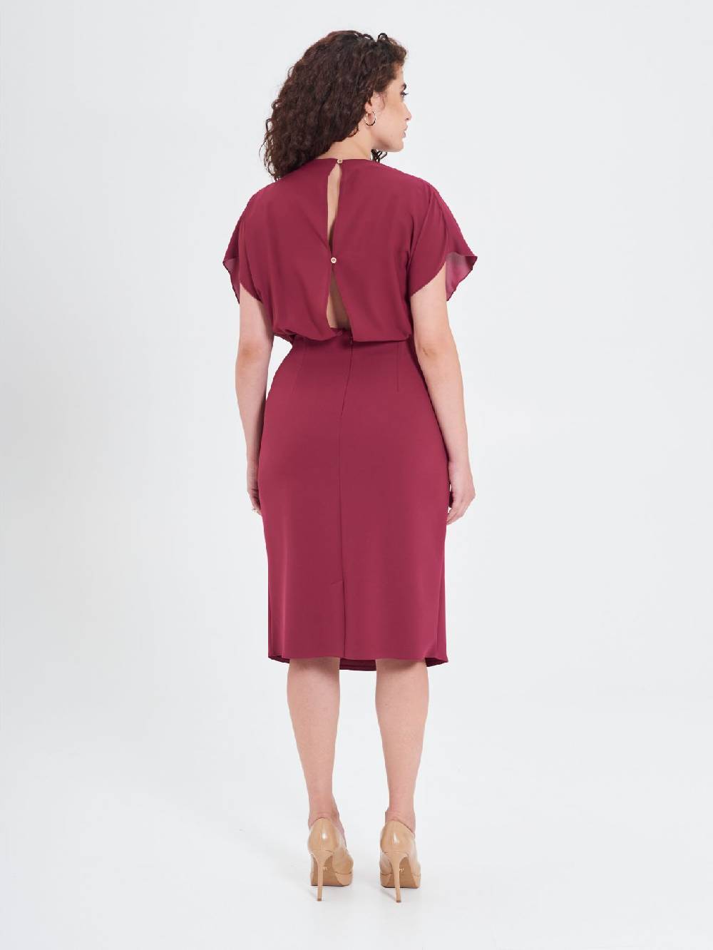 Rinascimento Abito Curvy Nodo Bordeaux Negozio