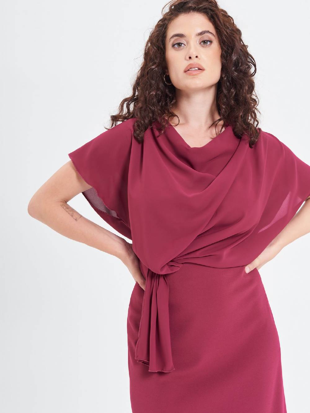 Rinascimento Abito Curvy Nodo Bordeaux Negozio