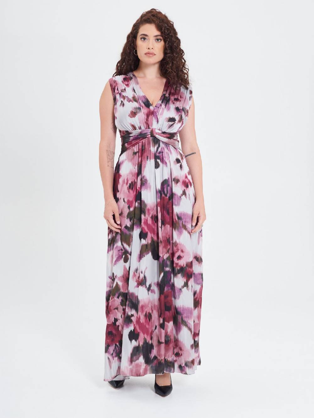 Rinascimento Abito Curvy stampa Fiori Astratti In Saldo