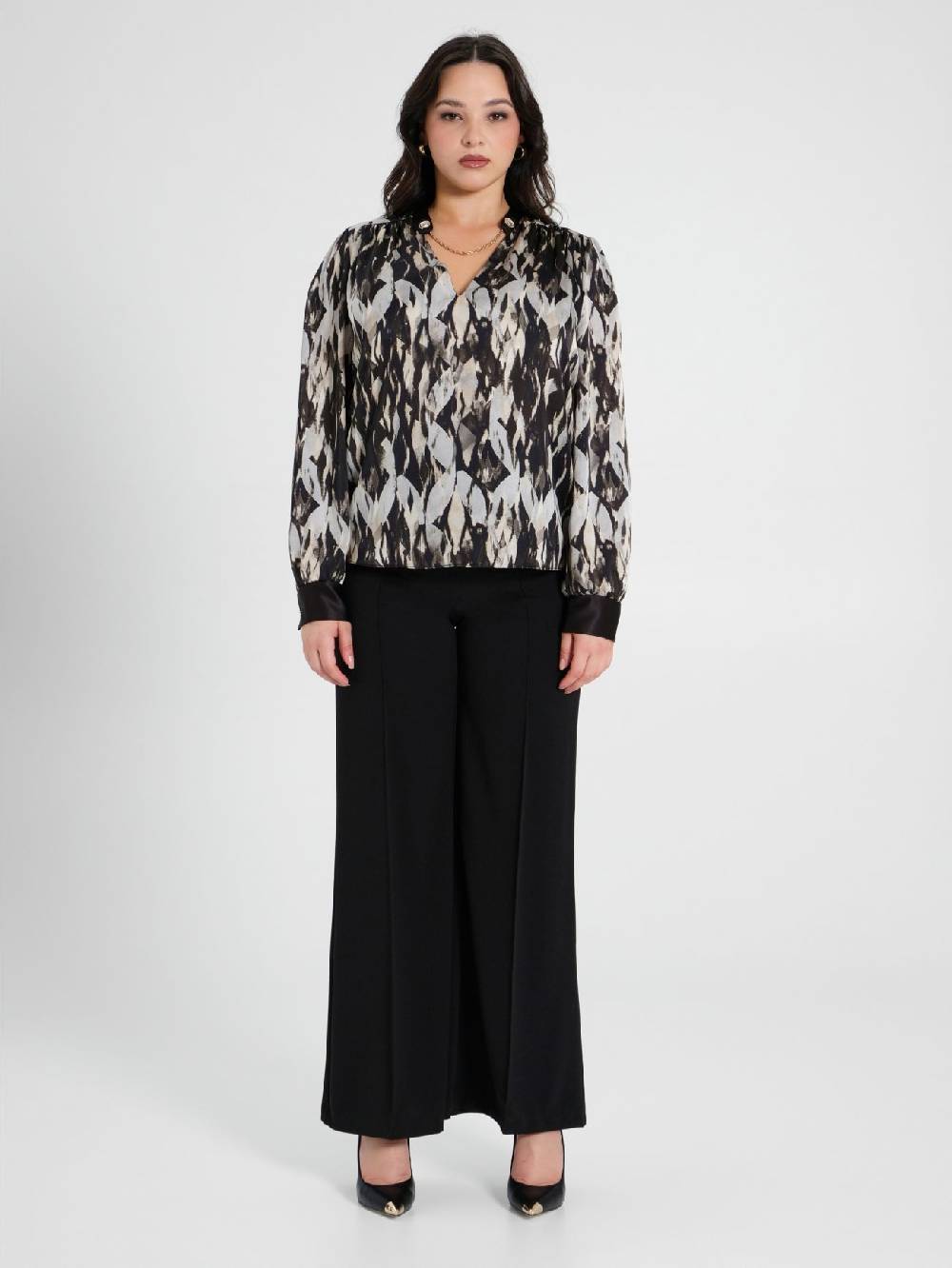 Rinascimento Blusa Curvy stampa Black & White Moda
