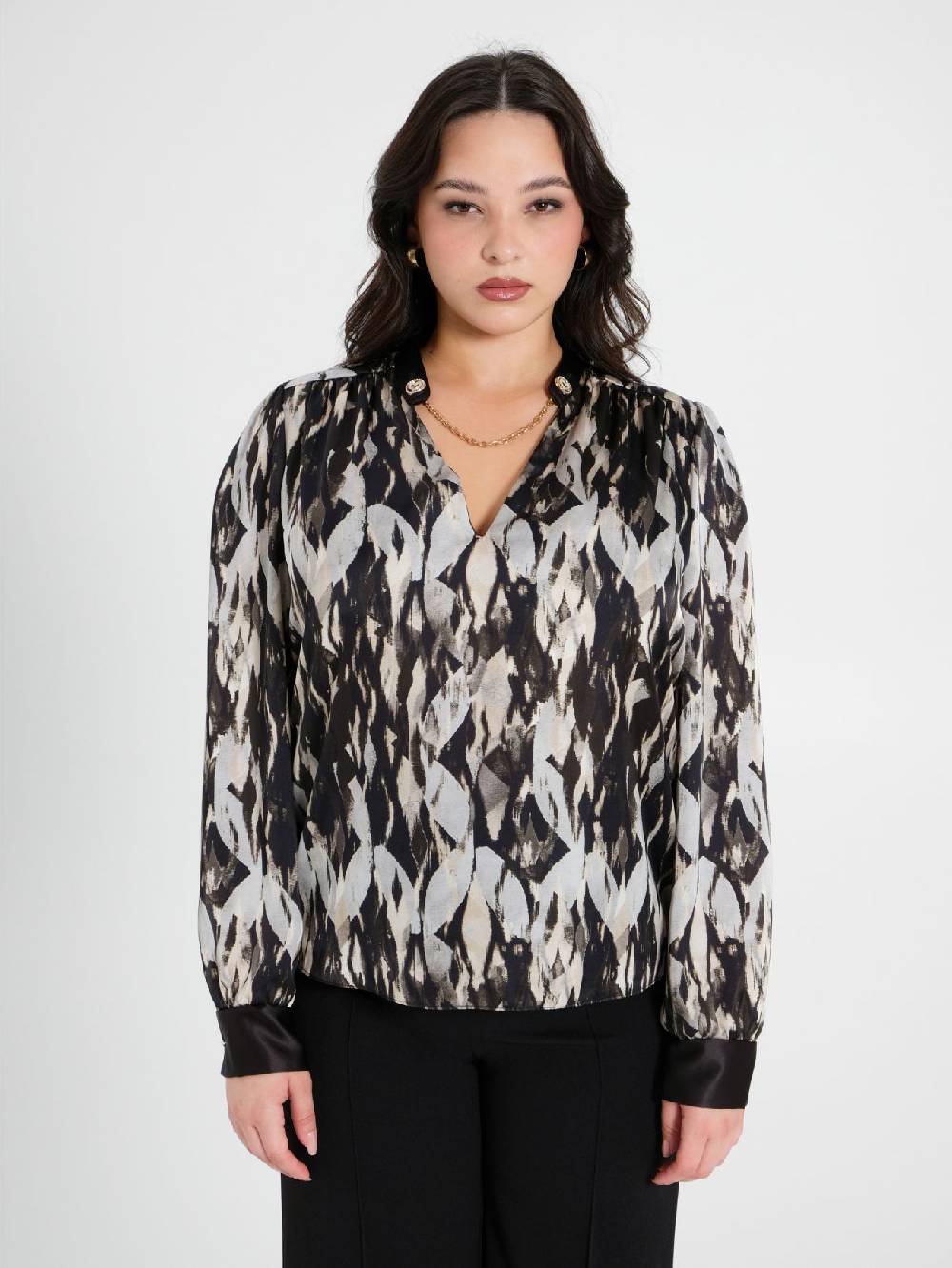 Rinascimento Blusa Curvy stampa Black & White Moda