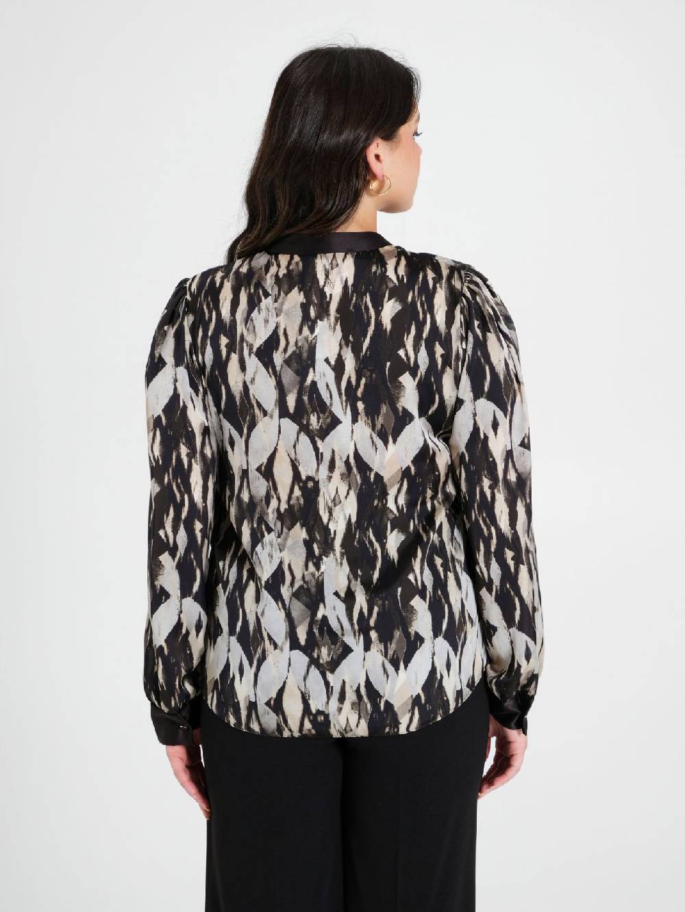 Rinascimento Blusa Curvy stampa Black & White Moda