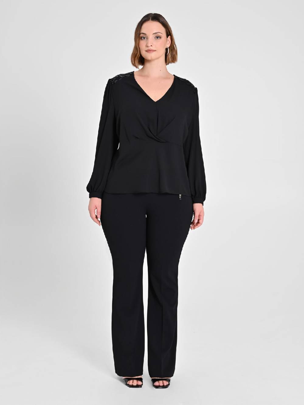 Rinascimento Pantaloni Curvy Neri Grandi sconti