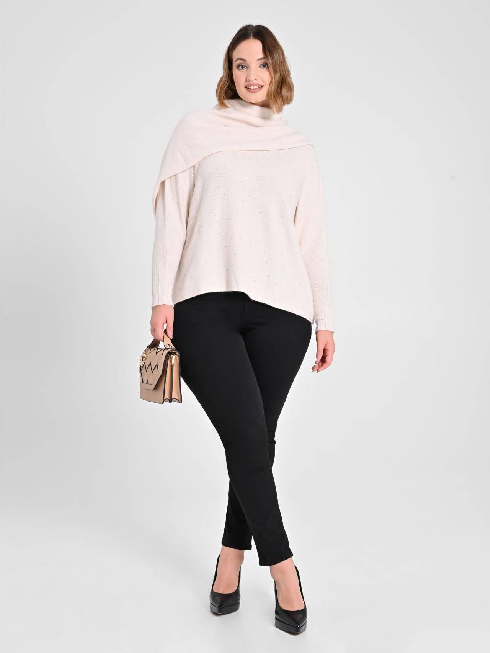 Rinascimento Collo in Maglia Curvy Scaldaspalle Beige Bestseller