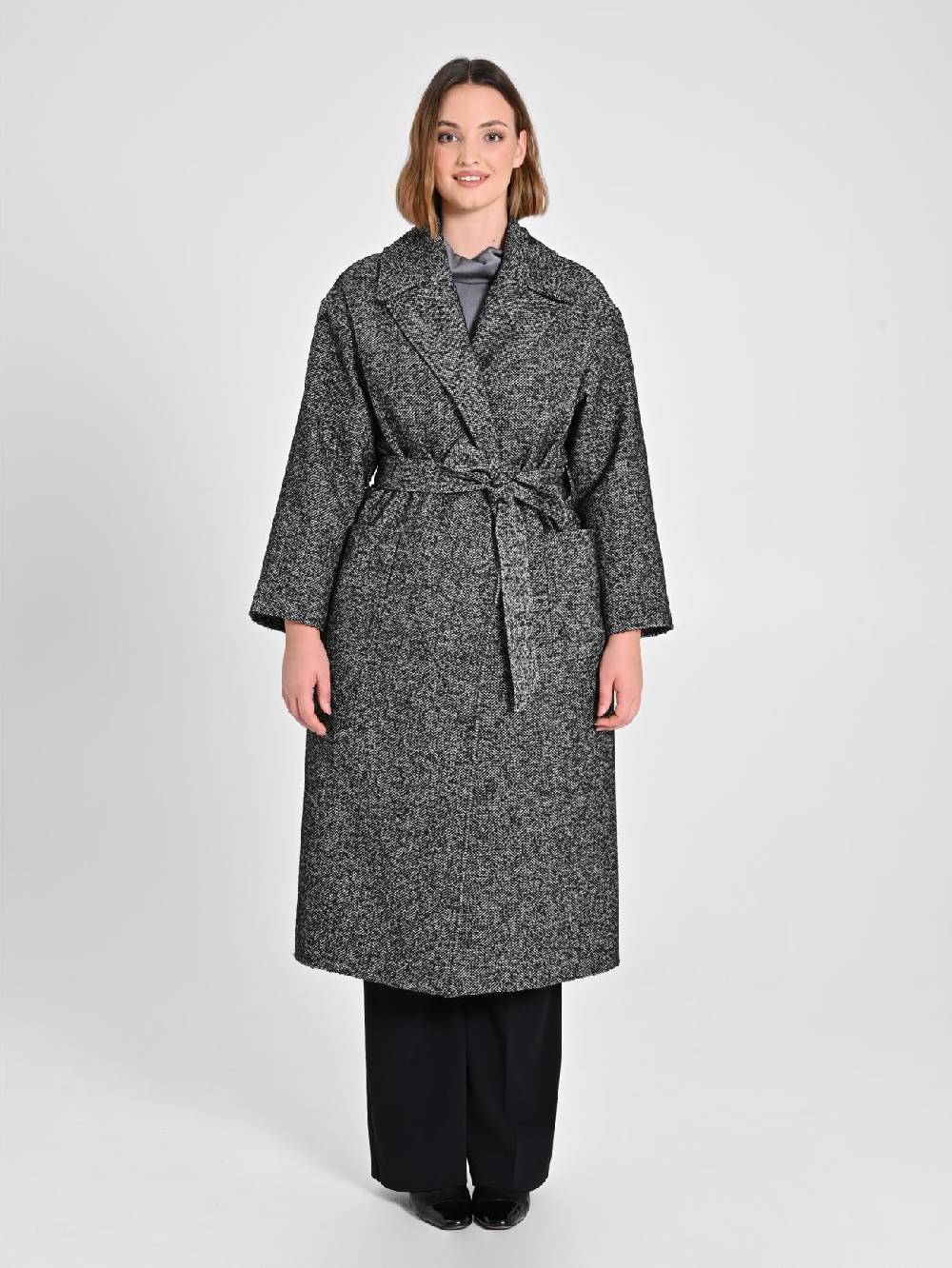 Rinascimento Cappotto Curvy Black & White Offerte stagionali