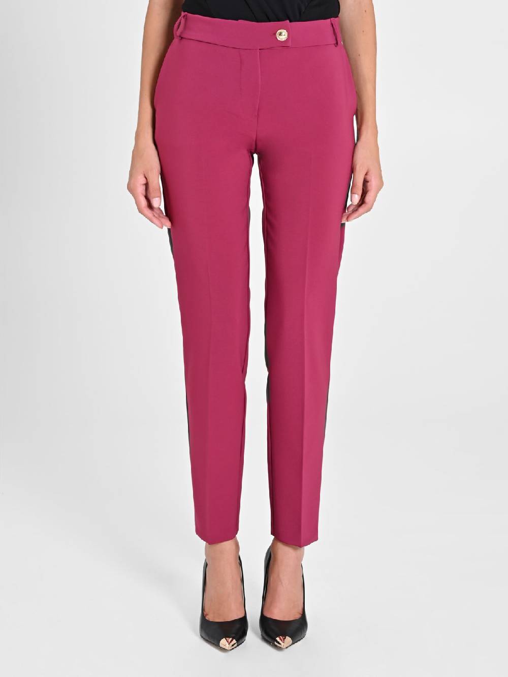 Rinascimento Pantaloni Straight in Tessuto Tecnico Bordeaux Prezzo basso
