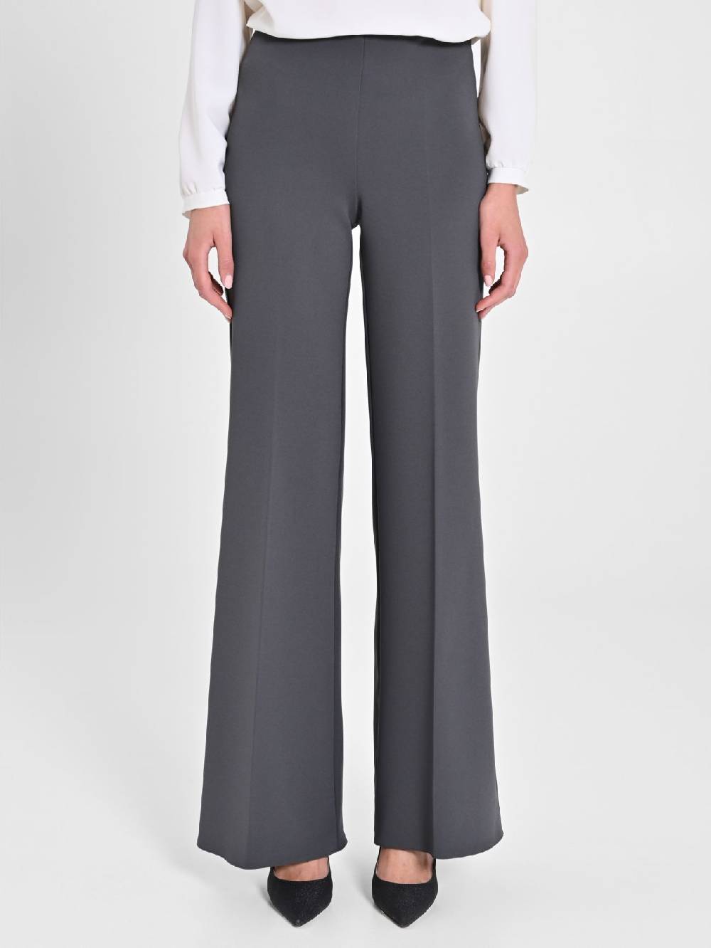 Rinascimento Pantaloni Palazzo in Scuba mano Crepe Grigio Sostegno trimestrale